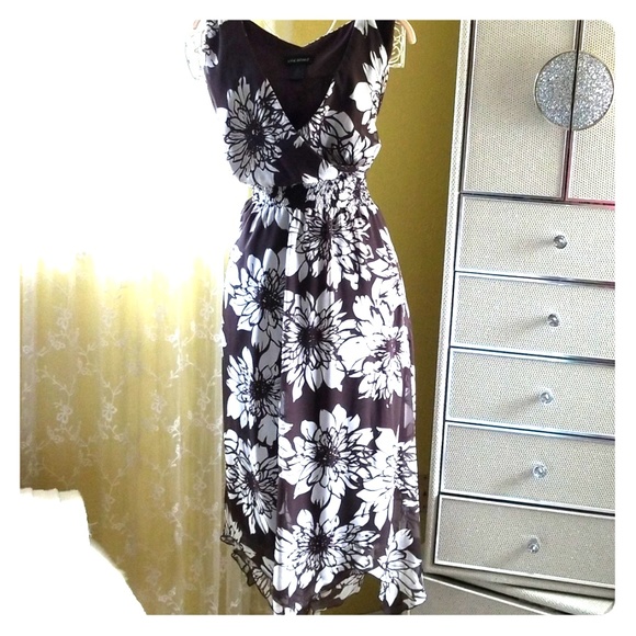 Lane Bryant Dresses & Skirts - Chocolate Brown & White Floral Print Dress